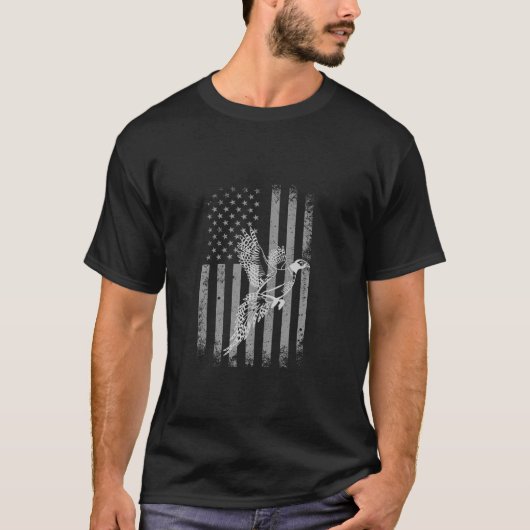 キジ鳥狩猟アメリカ国旗キジ狩りC Tシャツ (正面)