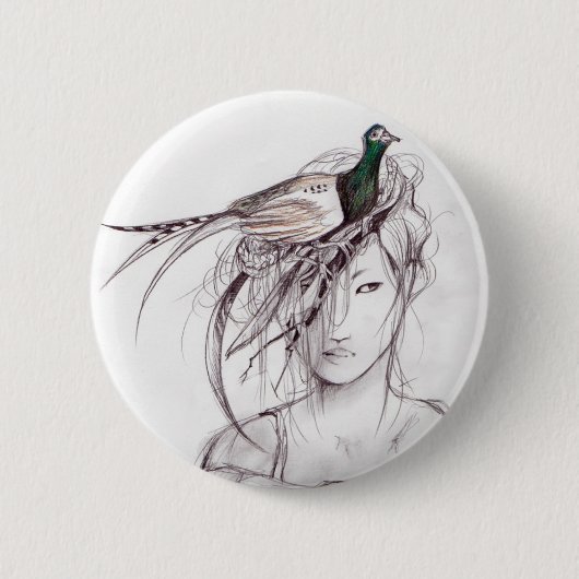 キジ 缶バッジ (正面)