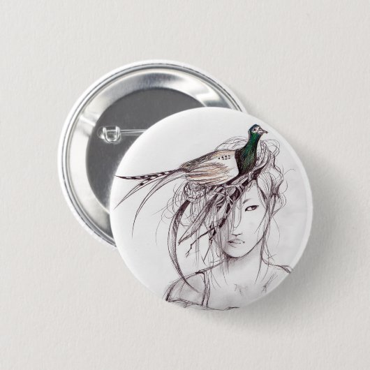 キジ 缶バッジ (正面&裏面)