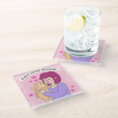 キスあなたの友人ガラスコースター ガラスコースター (アングル)