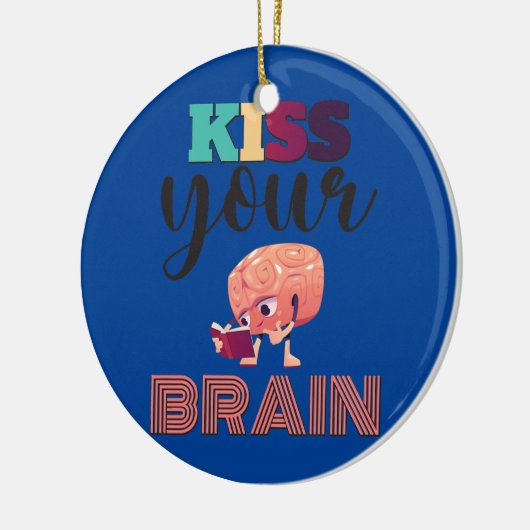 キスあなたの脳おもしろい新学期先生 セラミックオーナメント (左)