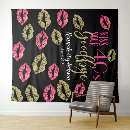 キスあなたの40の別れのフォトプロップ仮想パーティー タペストリー (インサイチュ(横))