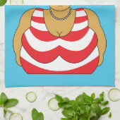 キスおもしろいミーQuick British海辺の水着レディ キッチンタオル (折り畳み)