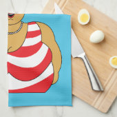 キスおもしろいミーQuick British海辺の水着レディ キッチンタオル (四つ折り)