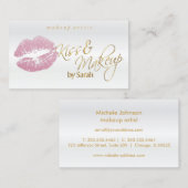 キスおよび化粧-ピンクのグリッター 名刺 (正面/裏面)