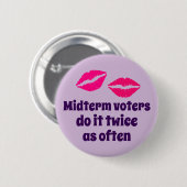 キスが付いている中間投票者ボタン 缶バッジ (正面&裏面)