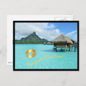 キスが付いているBora Boraの礁湖のOverwaterリゾート ポストカード (正面/裏面)