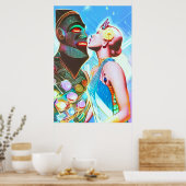 キスが夢の星サイケデリックへポップ・アートの ポスター (キッチン)