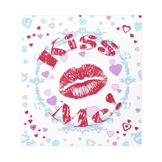 キスして! ハートの赤い唇 ノートパッド (正面)