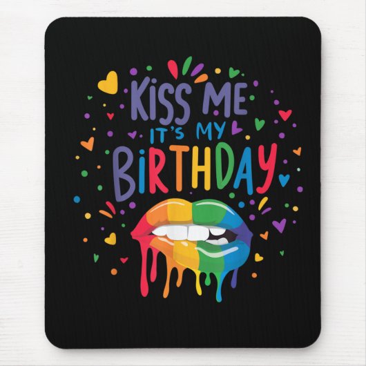 キスして、今日は私の誕生日 マウスパッド (正面)