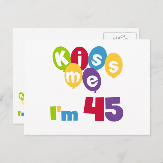 キスして、私は45歳 誕生日Tシャツとギフト ポストカード (正面/裏面)
