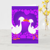 キスするあひる、グリーティングカード カード (黄色い花)