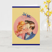 キスするカップル カード (黄色い花)