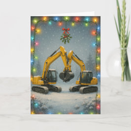 キスするショベルカー クリスマスカード カード