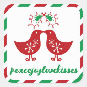 キスするミスティルートのチキンさん Mr & Mrs 初クリスマス スクエアシール (正面)