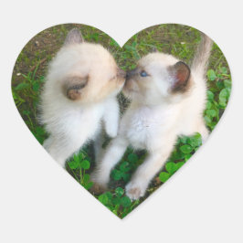 キスする子猫 ハートシール