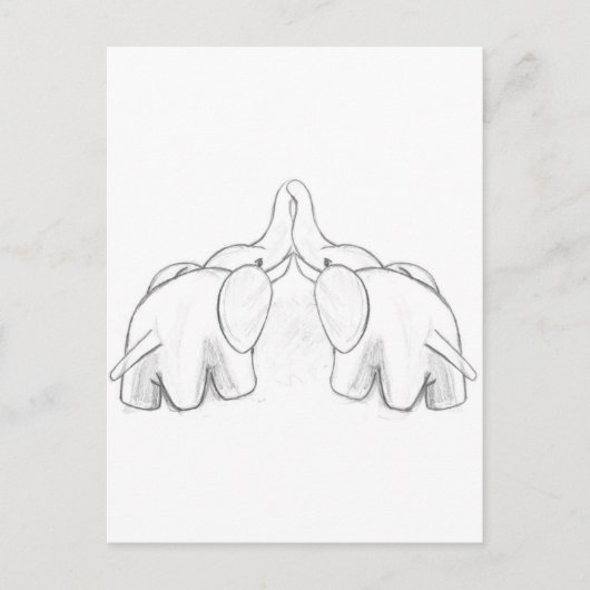キスする象 ポストカード (正面)