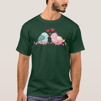 キスする2羽の鳥の家族 Tシャツ