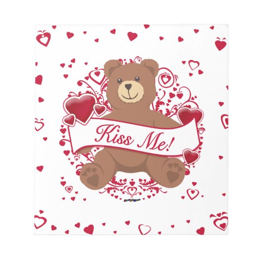 キスだ!バレンタインデートテディベア ノートパッド (正面)