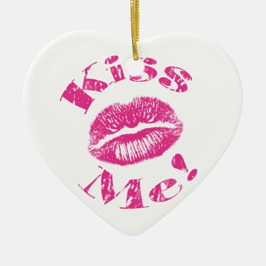 キスだ！ピンクの唇 セラミックオーナメント (正面)