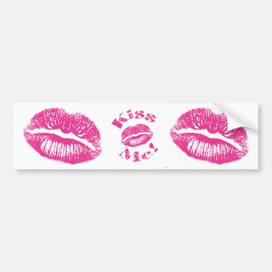 キスだ!ピンクの唇 バンパーステッカー (正面)