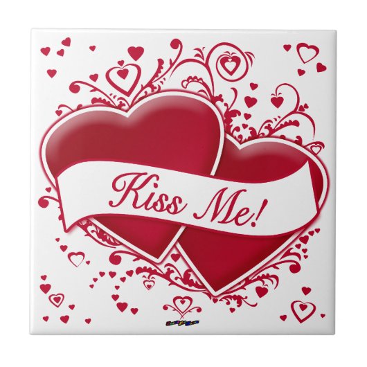 キスだ!赤いハート タイル (正面)