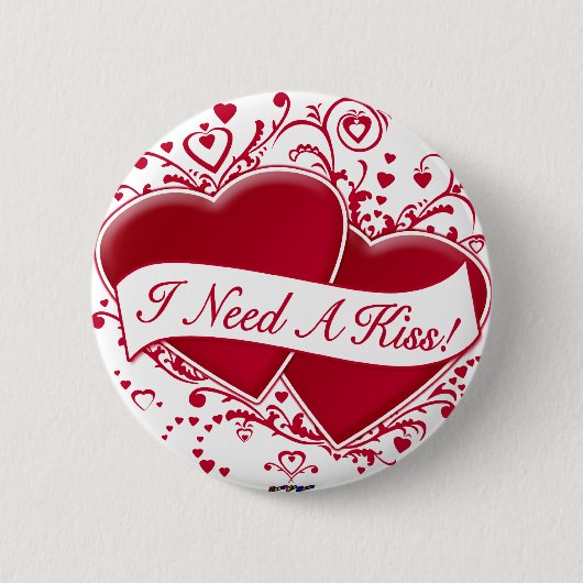 キスだ！赤いハート 缶バッジ (正面)