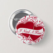 キスだ！赤いハート 缶バッジ (正面&裏面)