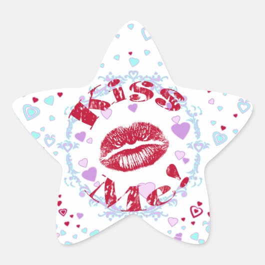 キスだ!赤い唇(ハート) 星シール (正面)