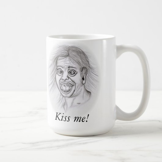 キスだ!- Bleistiftzeichnung コーヒーマグカップ (右)