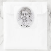 キスだ！- Bleistiftzeichnung スクエアシール (バッグ)