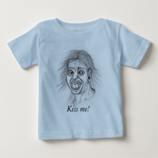 キスだ！- Bleistiftzeichnung ベビーTシャツ (正面)