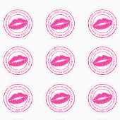 キスで封印されたピンクの唇の封シール ラウンドシール