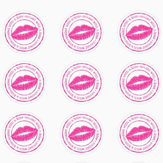 キスで封印されたピンクの唇の封シール ラウンドシール