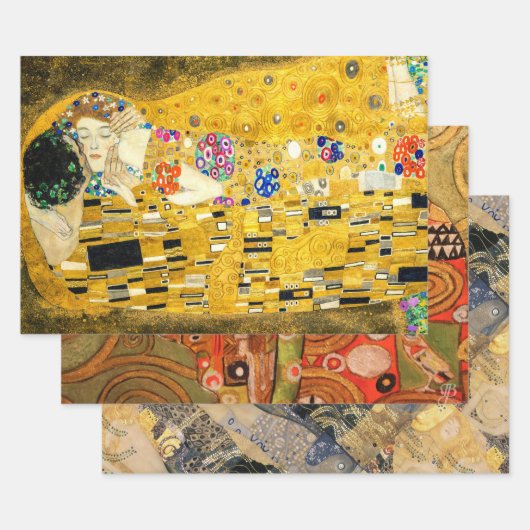 キスとハグバイグスタフクリムト/バレンタインデー ラッピングペーパーシート (セット)