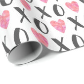 キスとハグ水彩ピンクハートパターン ラッピングペーパー (ロールコーナー)