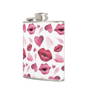 キスとハートパターンの水色 フラスク (左)