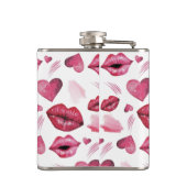 キスとハートパターンの水色 フラスク (裏面)