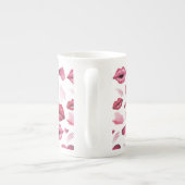 キスとハートパターンの水色 ボーンチャイナマグカップ (裏面)