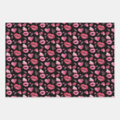 キスとハートパターン水の色のラッピング ラッピングペーパーシート (正面)