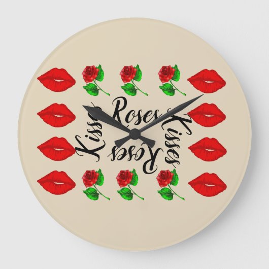 キスとバラウォールクロック ラージ壁時計 (正面)