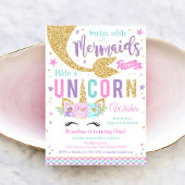 キスとユニコーン希望ユニコーンマーメイド誕生日 招待状