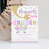 キスとユニコーン希望ユニコーンマーメイド誕生日 招待状