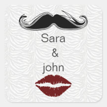 キスと口ひげゼブラストライプ封筒用シール