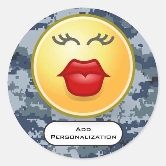 キスと密封されるパーソナライズなUSN海軍 ラウンドシール (正面)