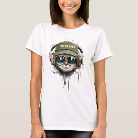 キスなし、ビートのみ: DJ Cat in the Mix Tシャツ (正面)