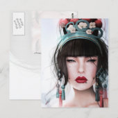 キスのできる唇の付いた芸者 ポストカード (正面/裏面)