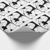 キスのバレンタインの白黒アール・デコのデザイン ラッピングペーパー (角)