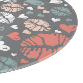 キスのプリントおよびハートパターン カッティングボード (角)