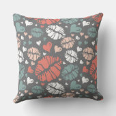 キスのプリントおよびハートパターン クッション (裏面)